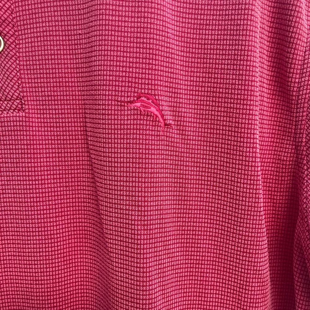 Tommy Bahama Mens Magenta Pink Waffle Knit Short Sleeve Polo Shirt Marlin Logo - Picture 5 of 8
